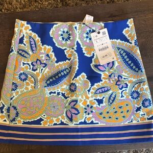 Zara Blue Floral Mini Skirt